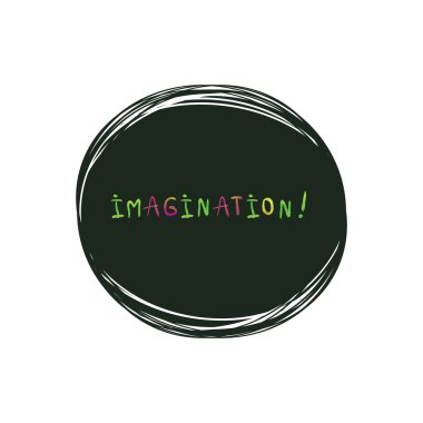 Yeşil metinle karalama. Hayal gücünün simgesi