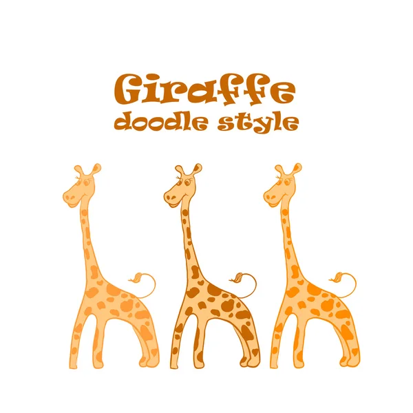 Doodle Giraffes conjunto —  Vetores de Stock