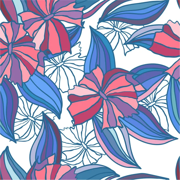 Mönster med handen ritade hibiscus — Stock vektor