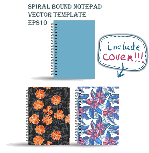 Spiral bound notepads set — Stock Vector