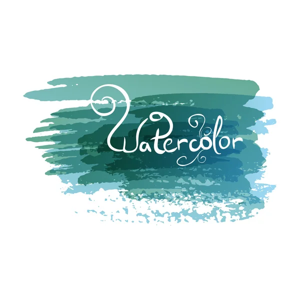 青緑色の水彩手描き下ろしストローク — ストックベクタ