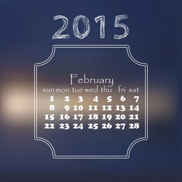 Calendrier 2015 année. Mois de février . — Image vectorielle