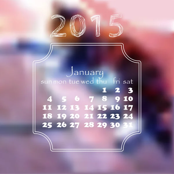 Calendrier 2015 année. Janvier mois . — Image vectorielle