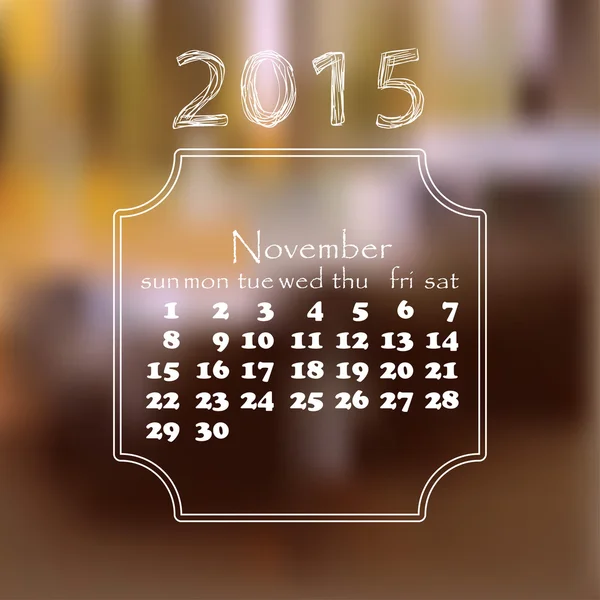 Έτος 2015 ημερολόγιο. Το μήνα Νοέμβριο. — Διανυσματικό Αρχείο