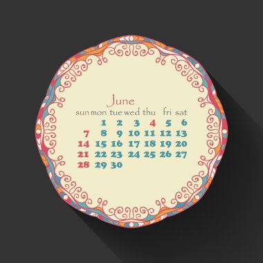 Takvim ay Haziran 2015'in