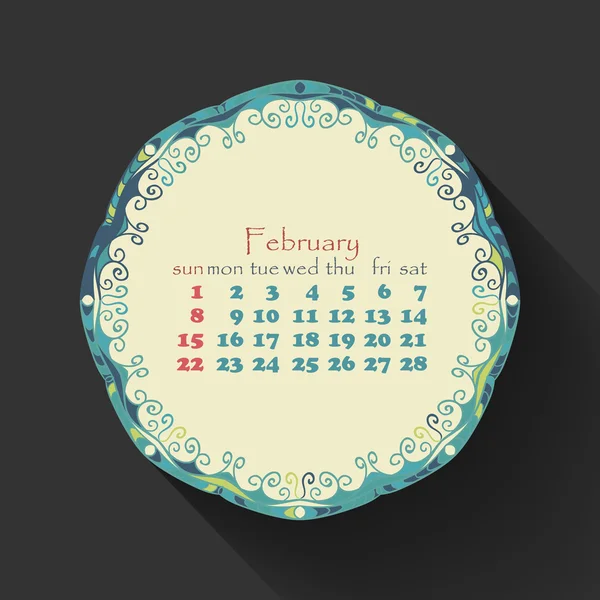 Calendario mes de febrero 2015 — Archivo Imágenes Vectoriales