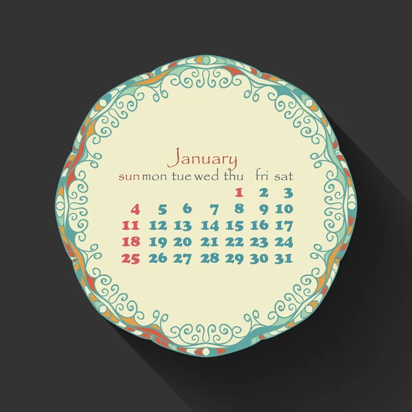 Kalendermånad för januari 2015 — Stock vektor
