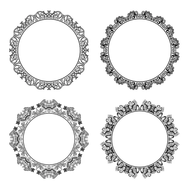 Set van ronde decoratieve frames — Stockvector