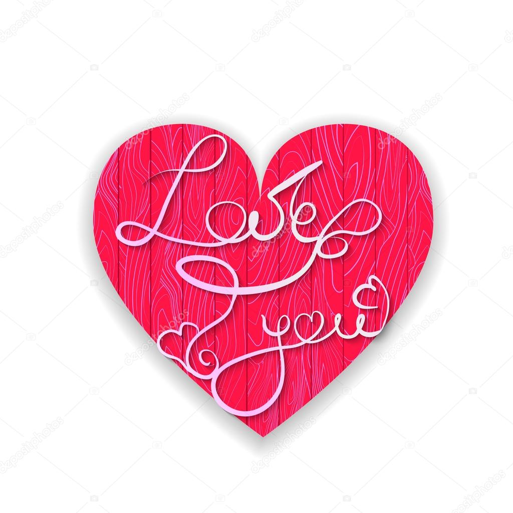 Love typography on pink heart