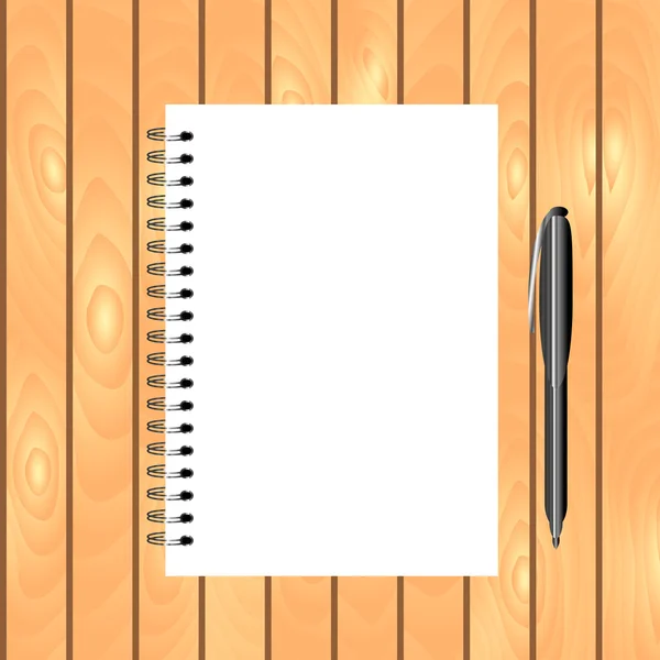 Spiral bound notebook with pen — Stock Vector