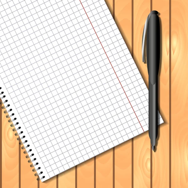 Caderno em espiral com caneta — Vetor de Stock