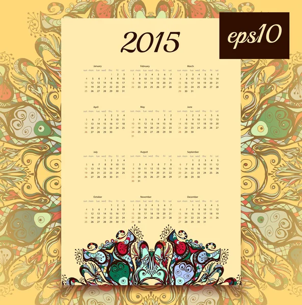 Calendrier 2015 année — Image vectorielle