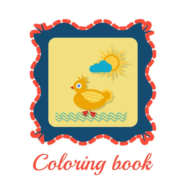 Livro para colorir com pato . — Vetor de Stock