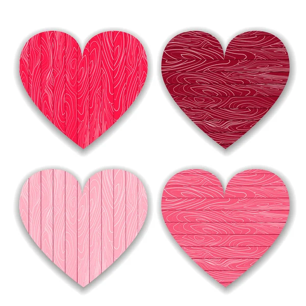 Romantic Wooden Valentine Hearts — Stock Vector