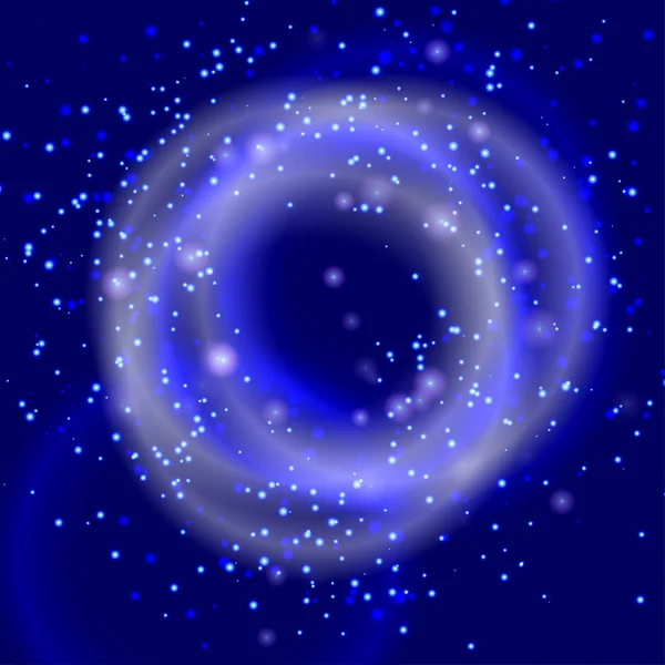 ผลกระทบอนุภาคในท้องฟ้ากลางคืนสีฟ้า . — ภาพเวกเตอร์สต็อก