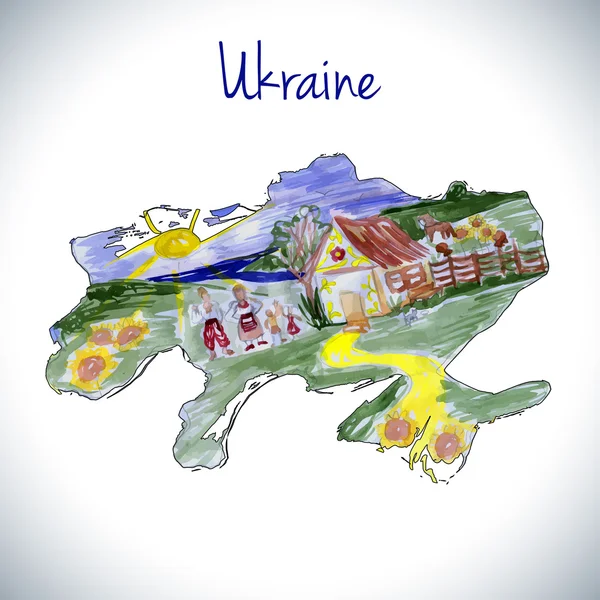 Ukraine  map   illustration — Stock Vector