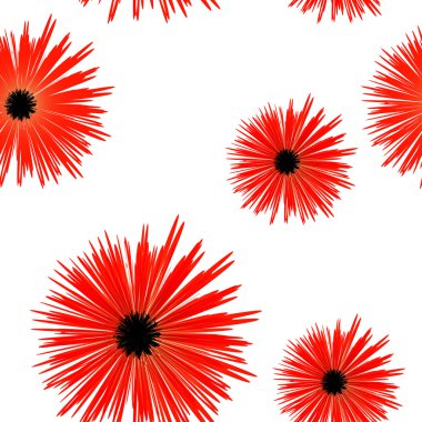 pattern with red aster flowers