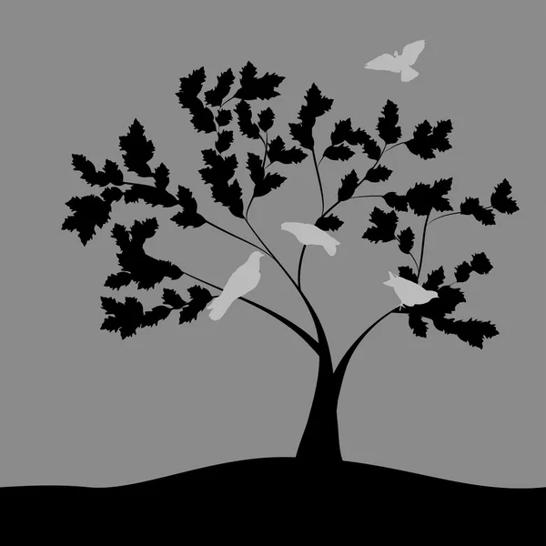 Illustration with doves on tree. — Stock vektor