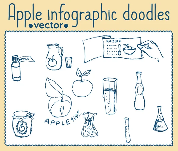 แอปเปิ้ล doodle infographic — ภาพเวกเตอร์สต็อก
