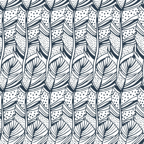 Doodle seamless pattern with feathers. — Stock Vector