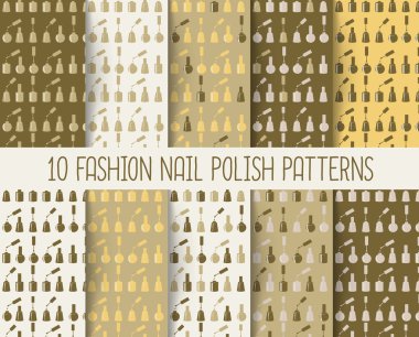 10 different nail polish seamless patterns