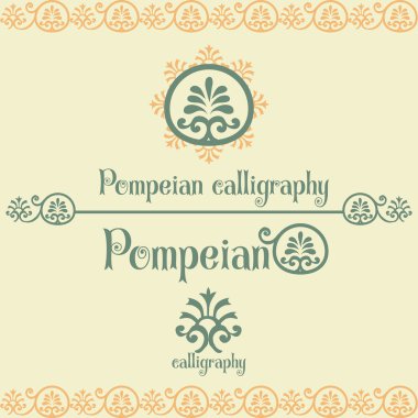 Pompeian calligraphy design elements clipart