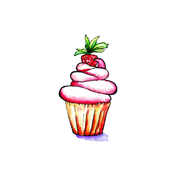 Cupcake watercolor paint — Stockvector