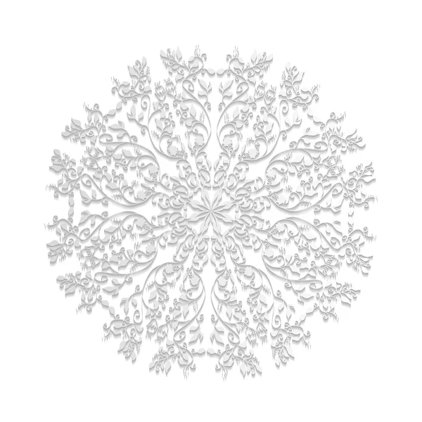 Witte kant ronde ornament — Stockvector