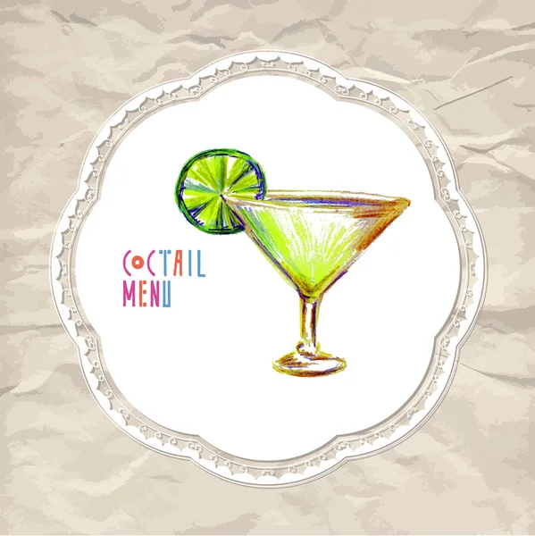 Cocktail sur fond de papier dentelle — Image vectorielle