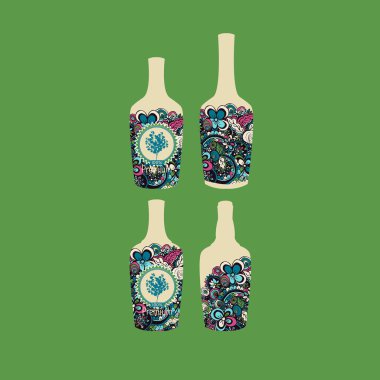 Gerçekçi cam şişe şarap ya da viski için