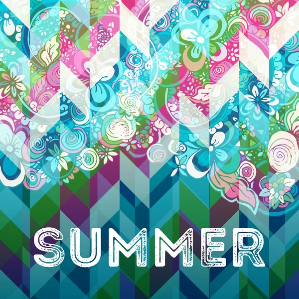 Summer time poster doodle — Stock Vector