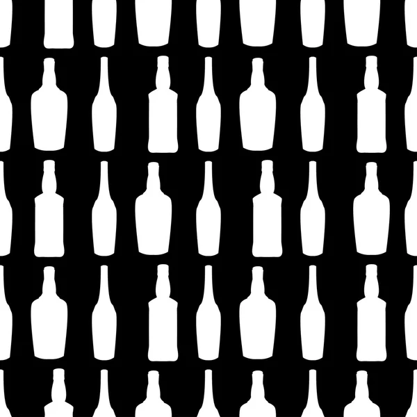 Patrón sin costura con botellas de vidrio — Vector de stock