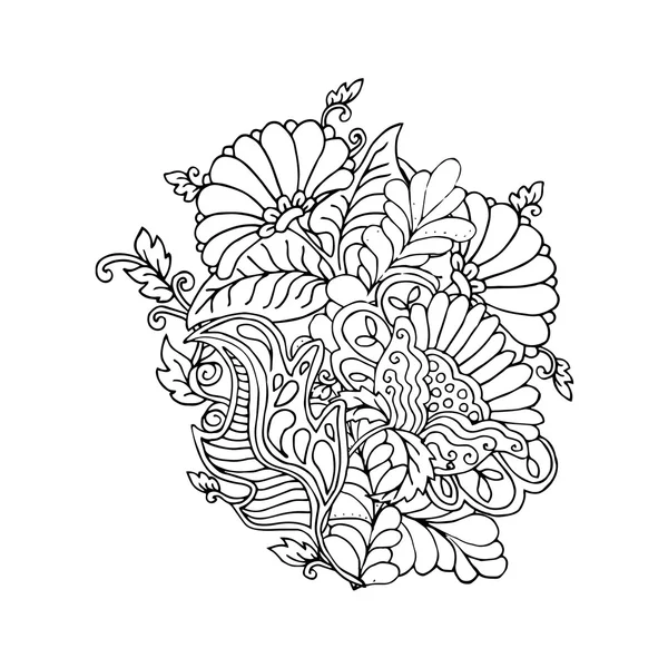 Colección floral en blanco y negro . — Vector de stock