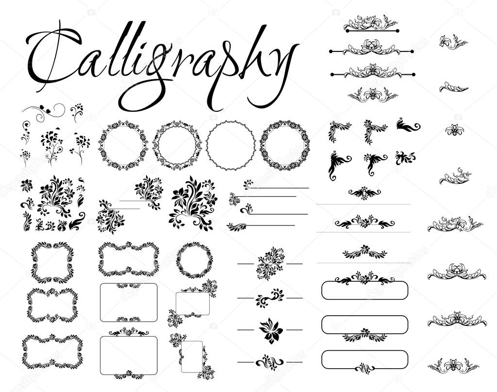 set of calligraphic design