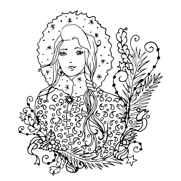 Illustration with Snow Maiden lady — Stockvector