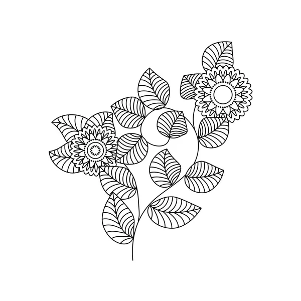 Floral art element for coloring book — Stock Vector