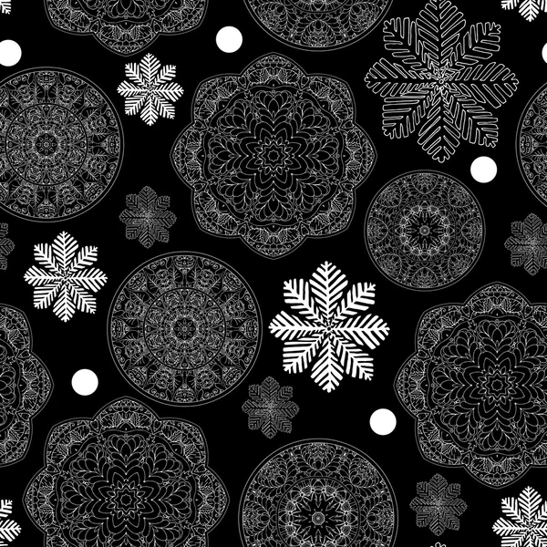 Patrón de invierno con copos de nieve — Archivo Imágenes Vectoriales