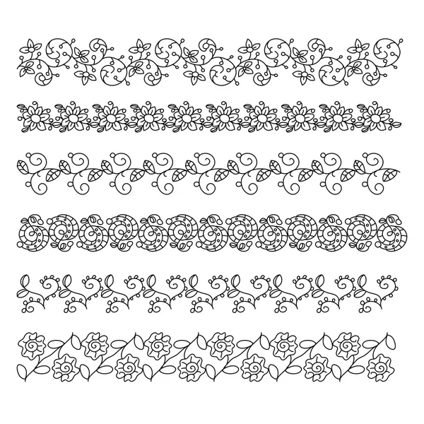 Pennelli decorativi in stile Doodle — Vettoriale Stock