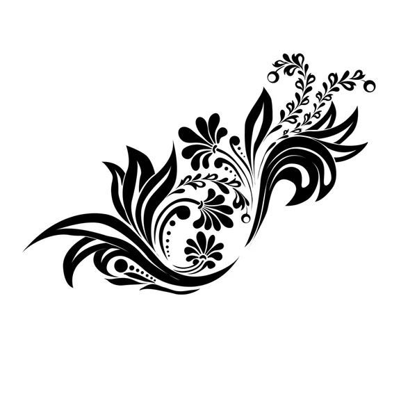 Black floral silhouette for monogram — Stock Vector