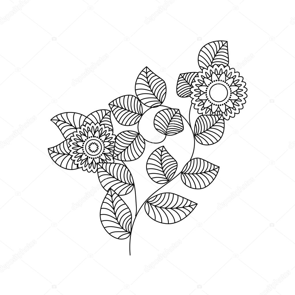 floral art element for coloring book
