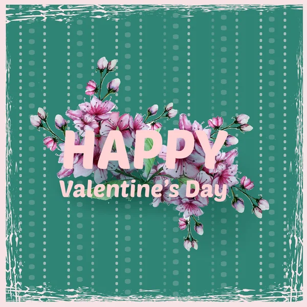 Valentines day watercolor card — Stock vektor