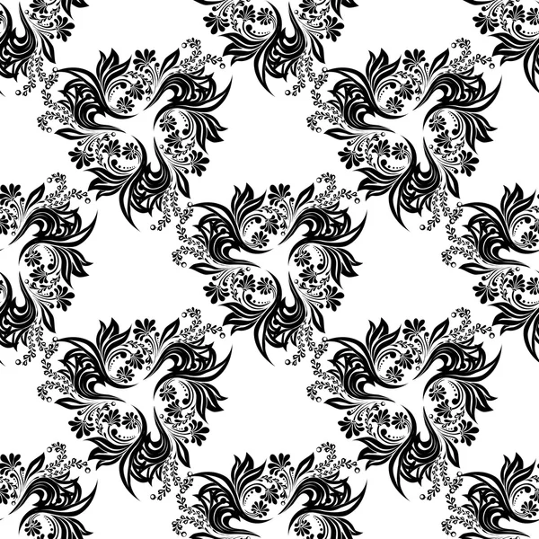 Черно-белый бесшовный цветочный узор — стоковый вектор