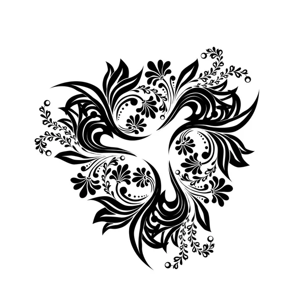 Silueta de rama floral negra — Vector de stock