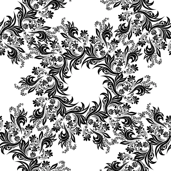 Patrón sin costura floral blanco y negro — Vector de stock