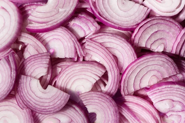 Sliced Purple Onions Spanish Red Onion Slices Horizontal Slicing Background Stock Image