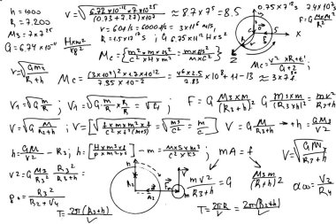 Matematiksel formüller. Beyaz bir arkaplanda el yazısı. 