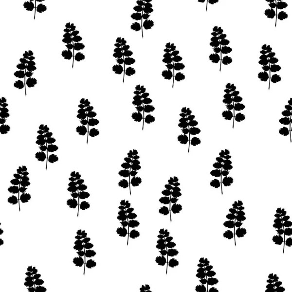 Simple seamless botanical vector pattern.Leaves on a white background. - Stok Vektor