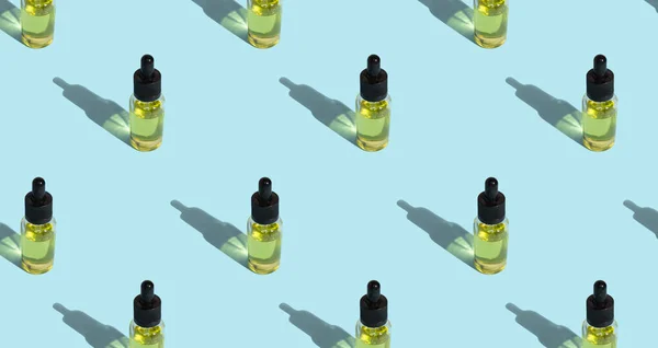 Bouteille Verre Avec Huile Avec Pipette Huile Cosmétique Soin Visage — Photo