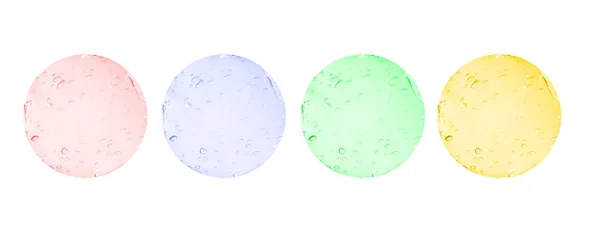 Una Serie Campioni Gel Cosmetico Traslucido Liquido Con Bolle Diversi — Foto Stock