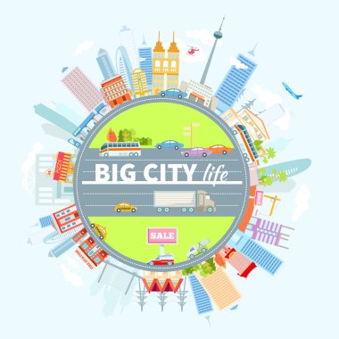 Büyük cityscape çember bulunan.